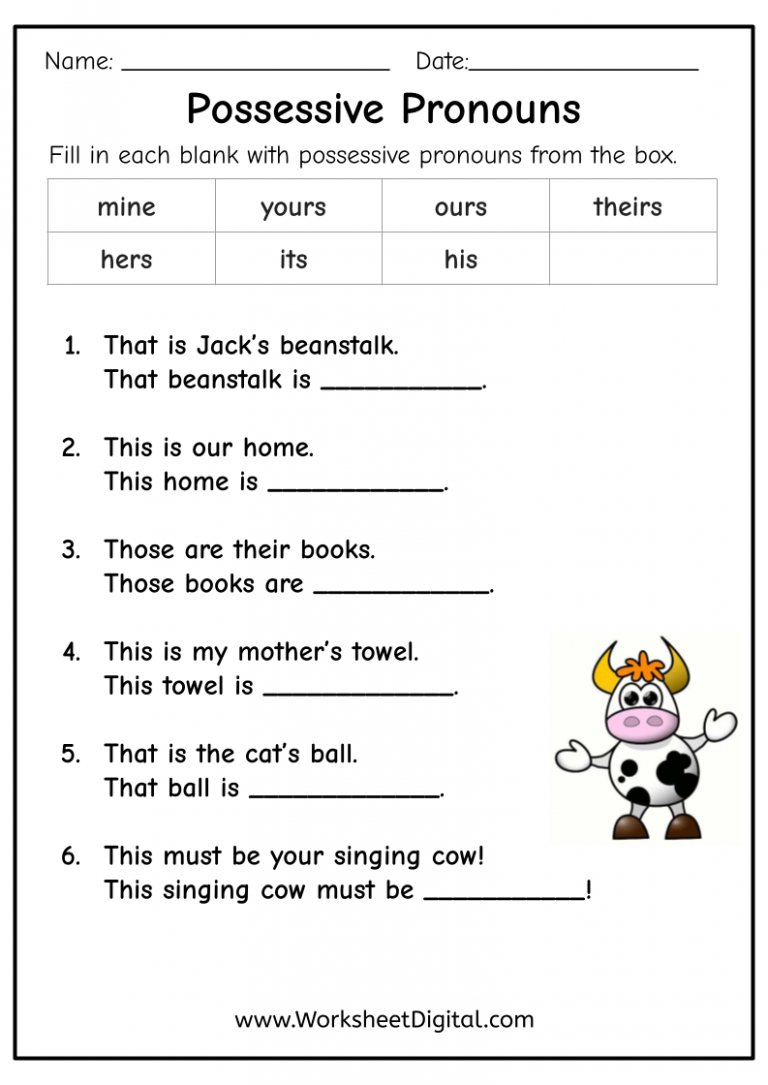 20 Using Possessive Pronouns Worksheet Free