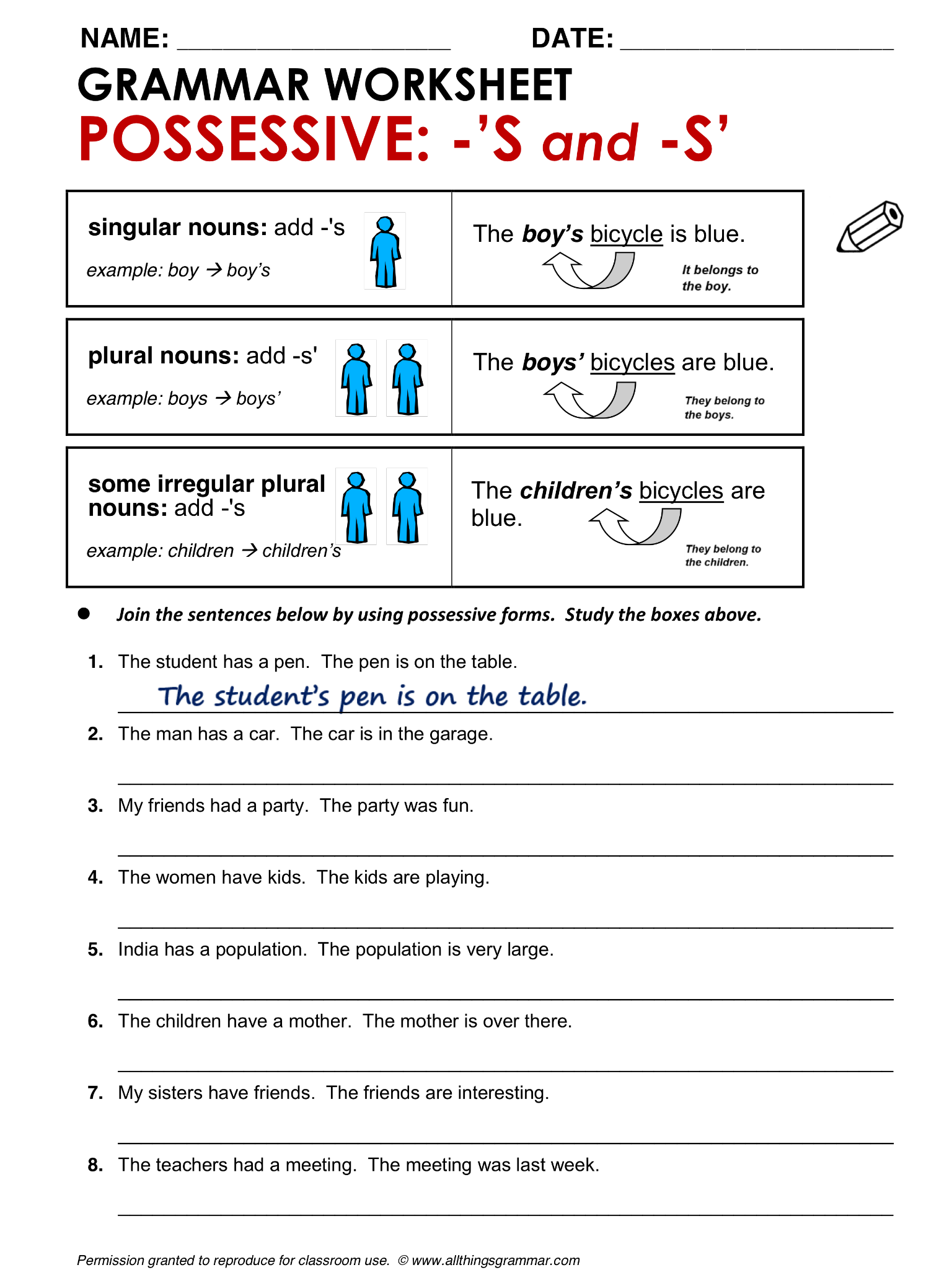 20 Using Possessive Pronouns Worksheet Free