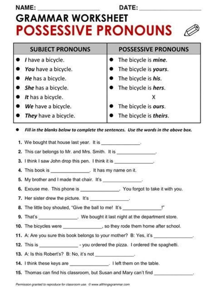 20 Using Possessive Pronouns Worksheet Pdf