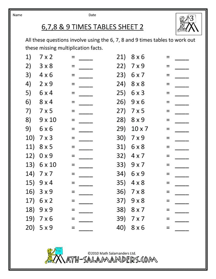 30 9 Multiplication Table Worksheet Download