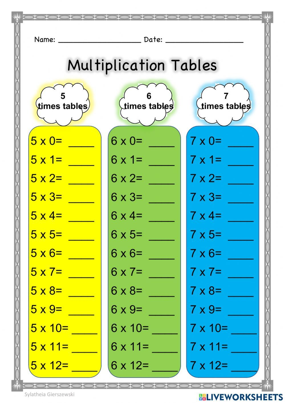 30 9 Multiplication Table Worksheet Free