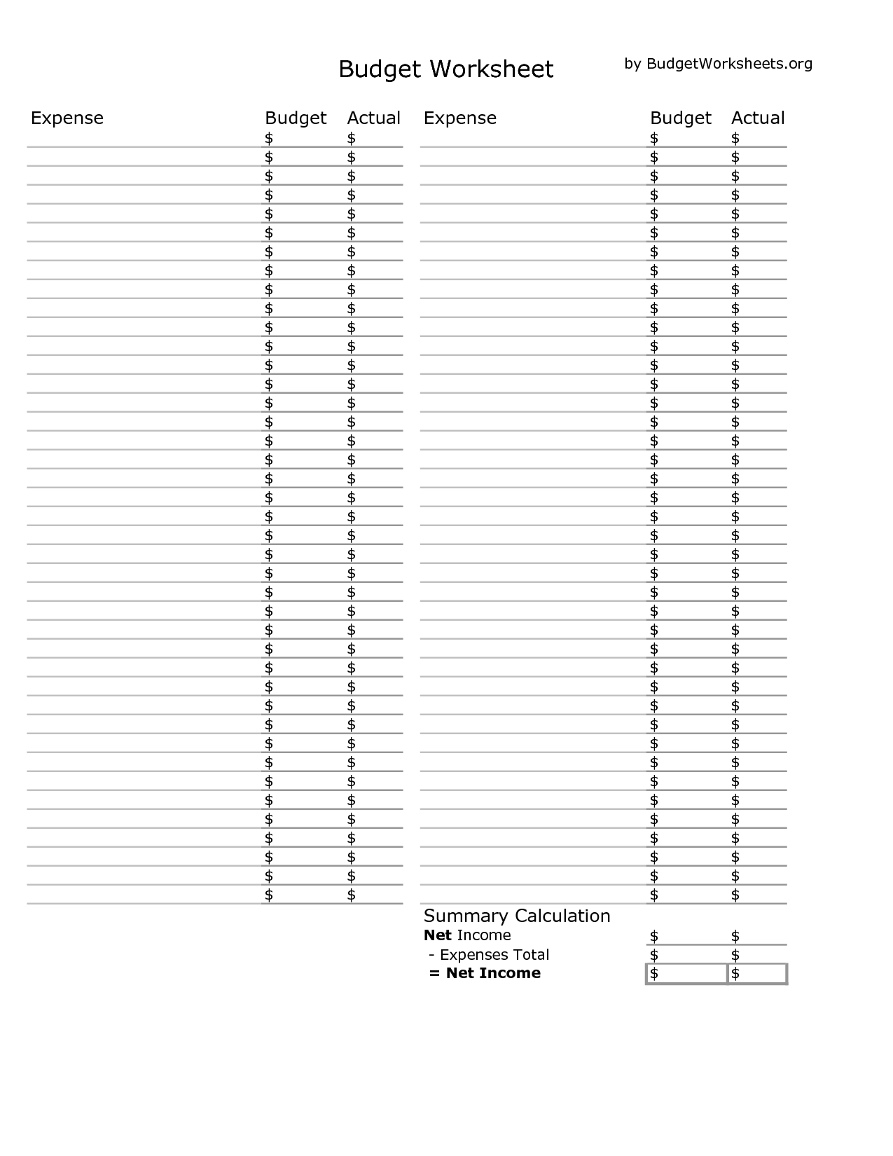 30 Budgeting Worksheet Excel Free