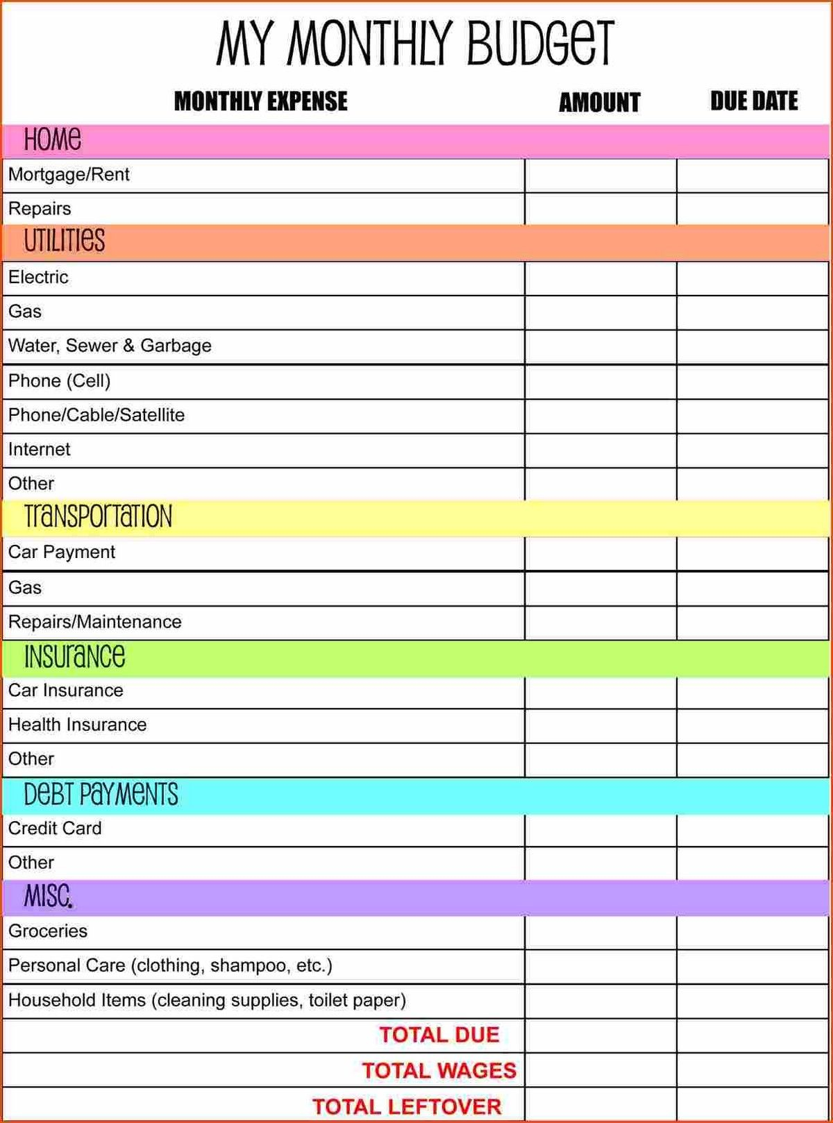 30 Budgeting Worksheet Excel Pdf