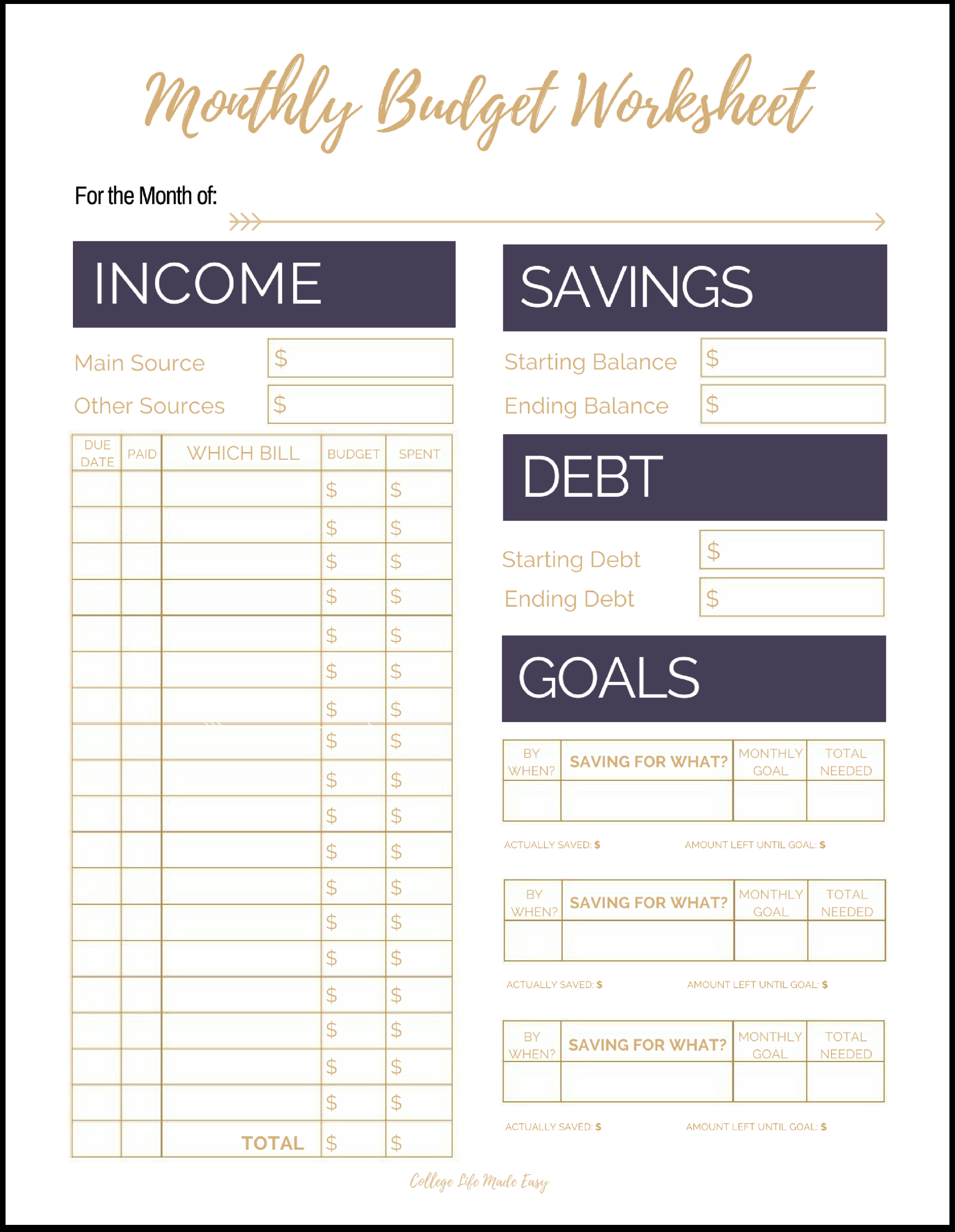 30 Budgeting Worksheet Excel Pdf