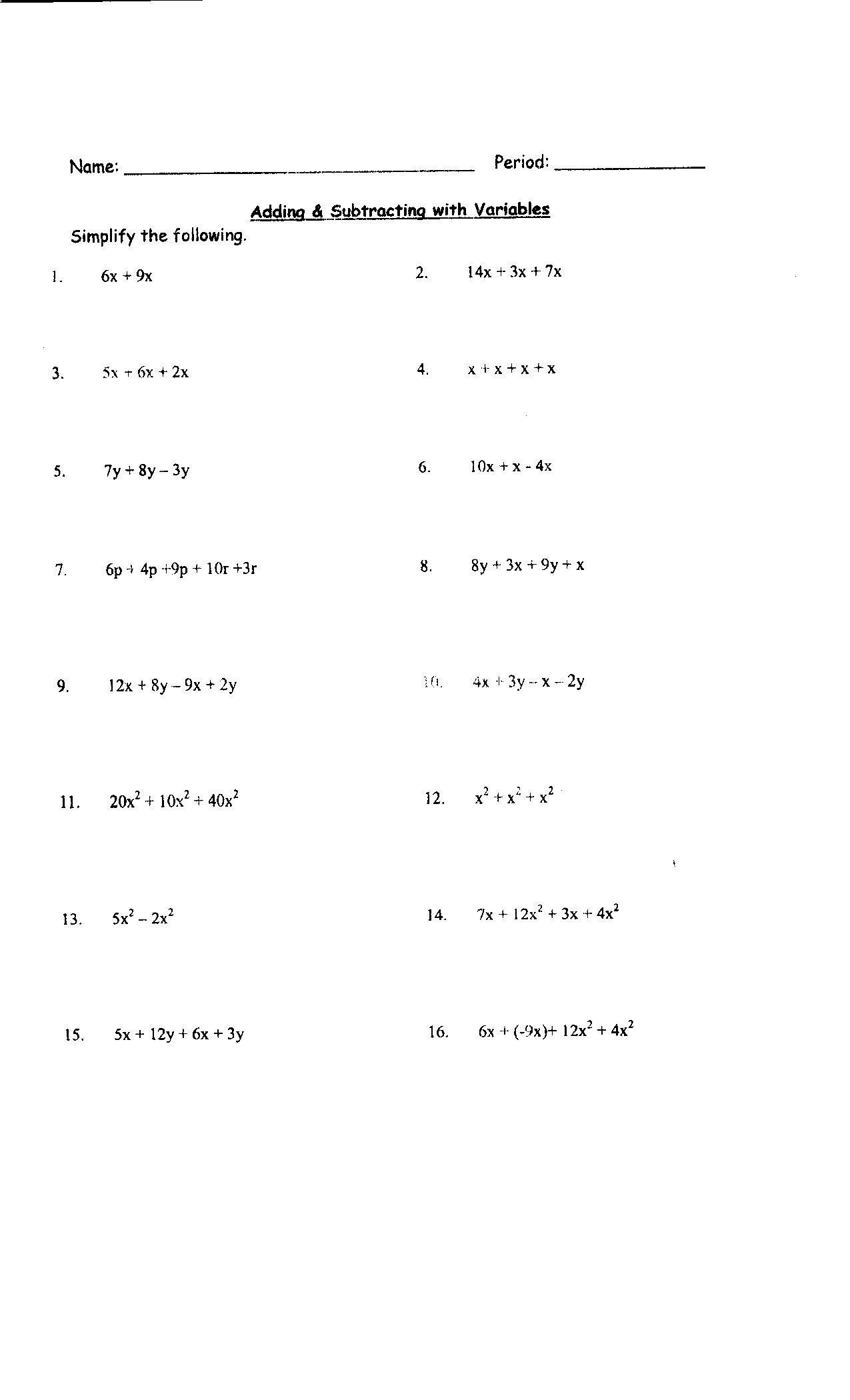 30 Combining Like Terms Worksheet Download