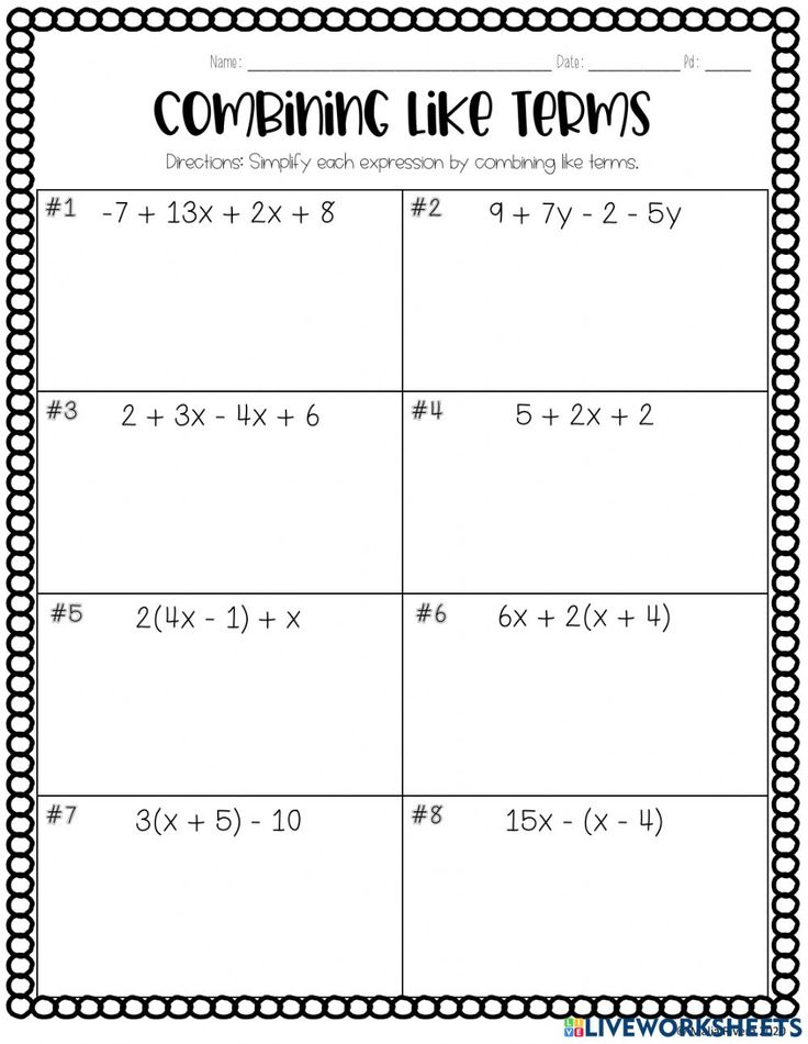 30 Combining Like Terms Worksheet Download