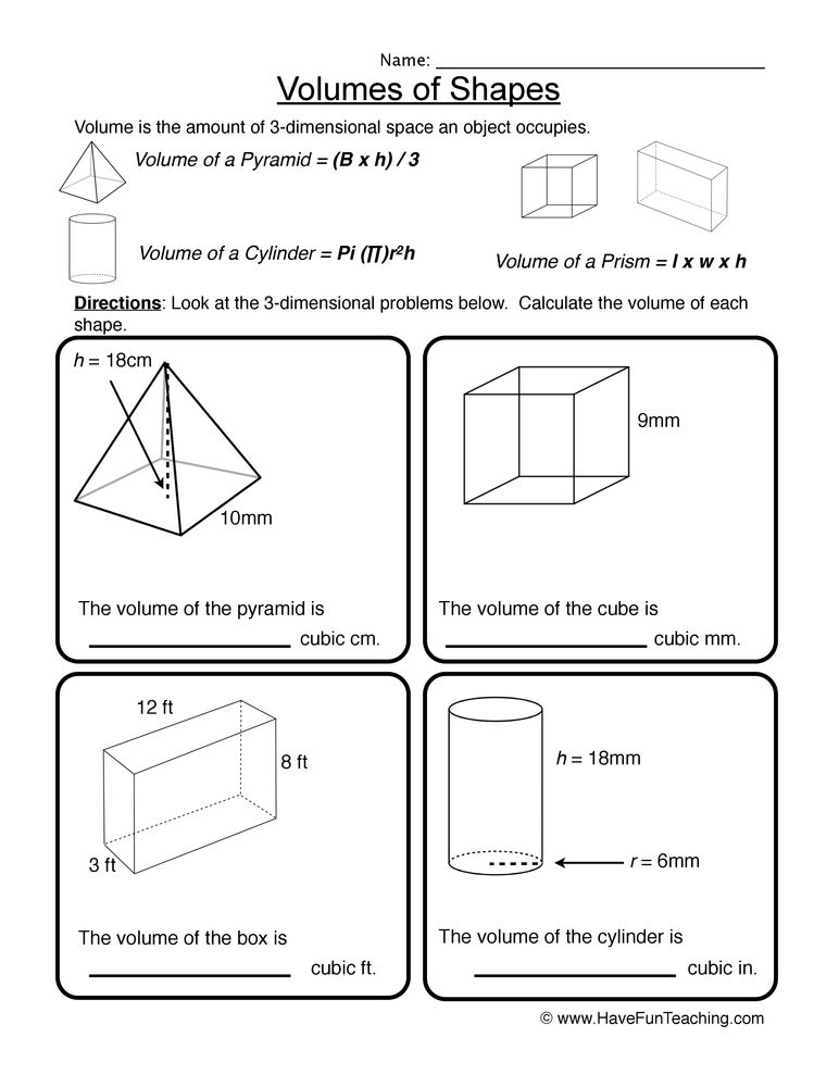 30 Composite Volume Worksheet Download