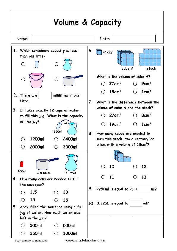 30 Composite Volume Worksheet Download