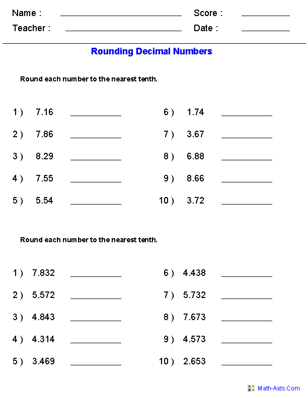 30 Decimal Worksheets 4Th Grade Download