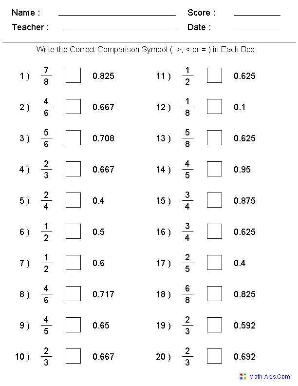 30 Decimal Worksheets 4Th Grade Free