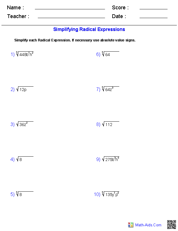 30 Exponents Simplify Worksheet Download