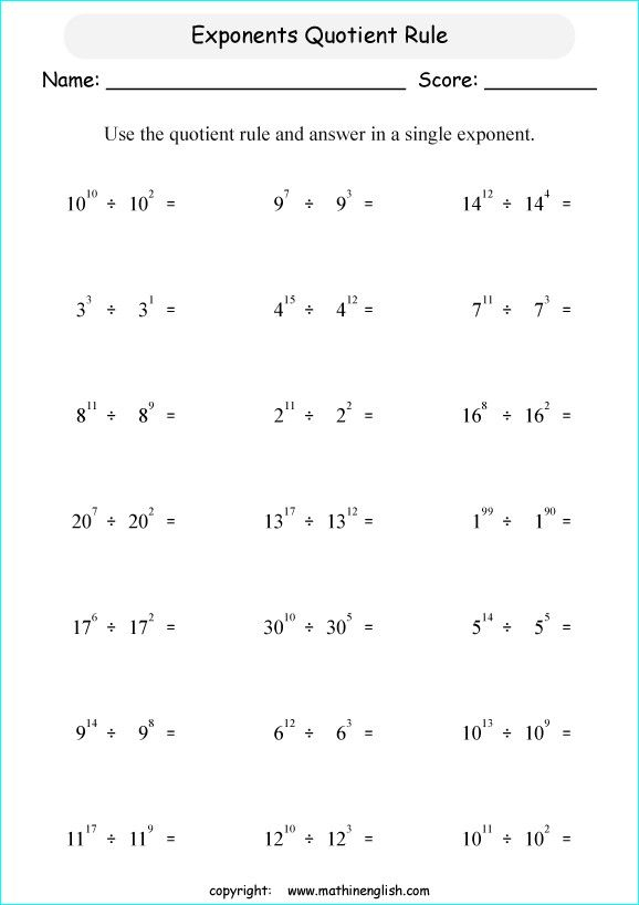 30 Exponents Simplify Worksheet Free