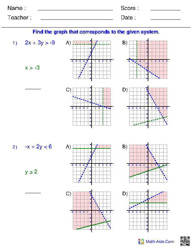 30 Linear Inequalities Worksheet Free