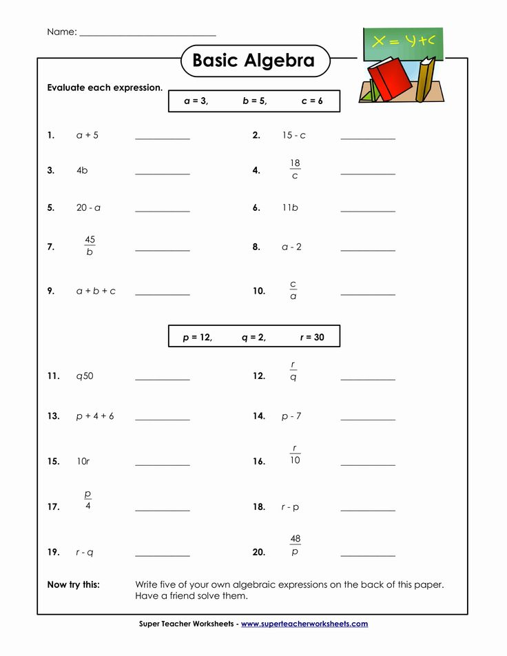 30 Math Algebra Worksheets Download