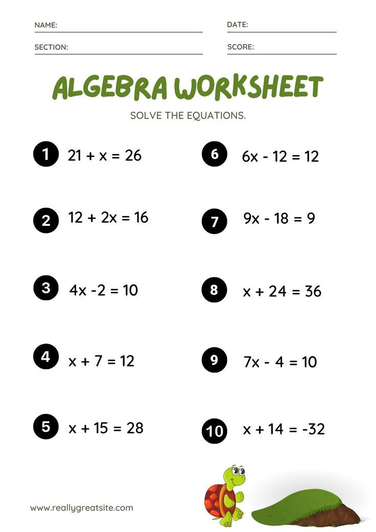 30 Math Algebra Worksheets Download