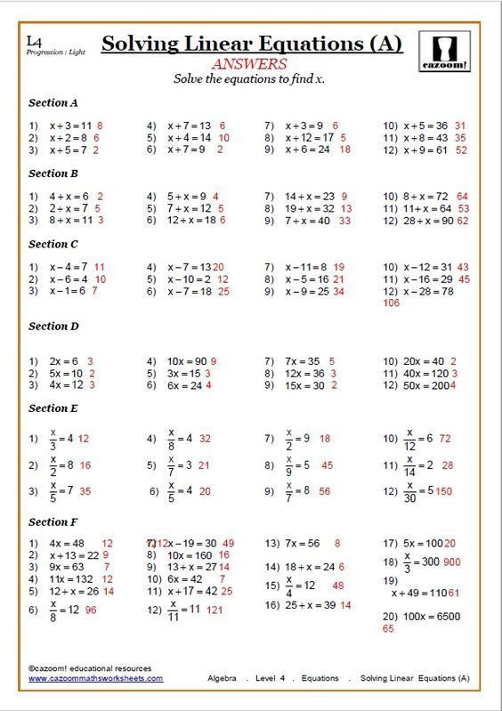 30 Math Algebra Worksheets Download