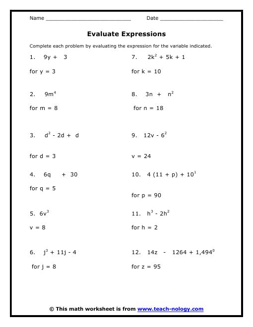 30 Math Algebra Worksheets Free