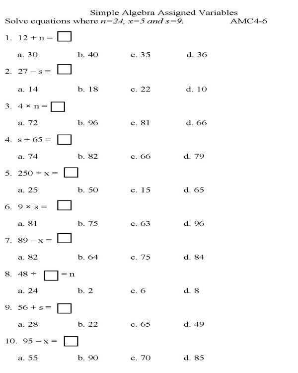 30 Math Algebra Worksheets Pdf