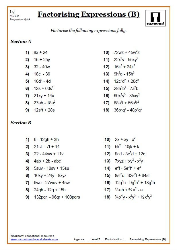 30 Math Algebra Worksheets Pdf