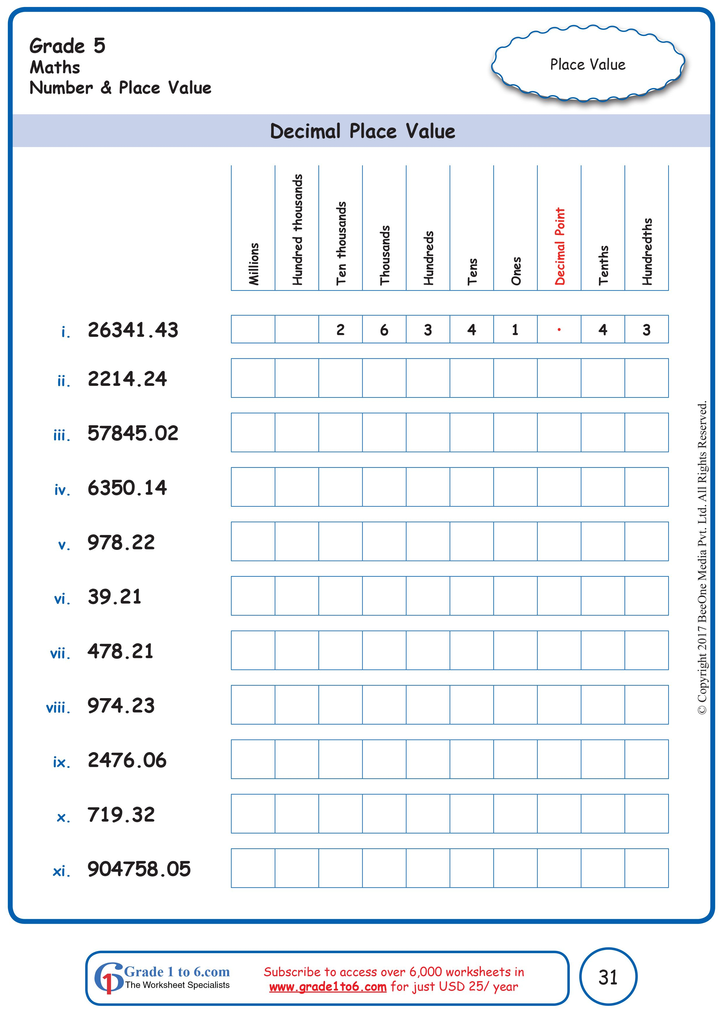 30 Math Place Value Worksheets Download