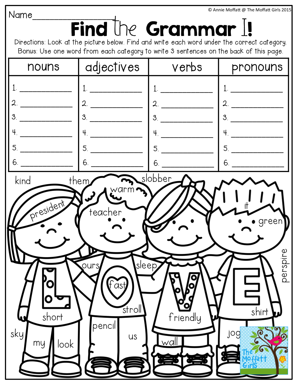 30 Noun Verb Worksheet Download