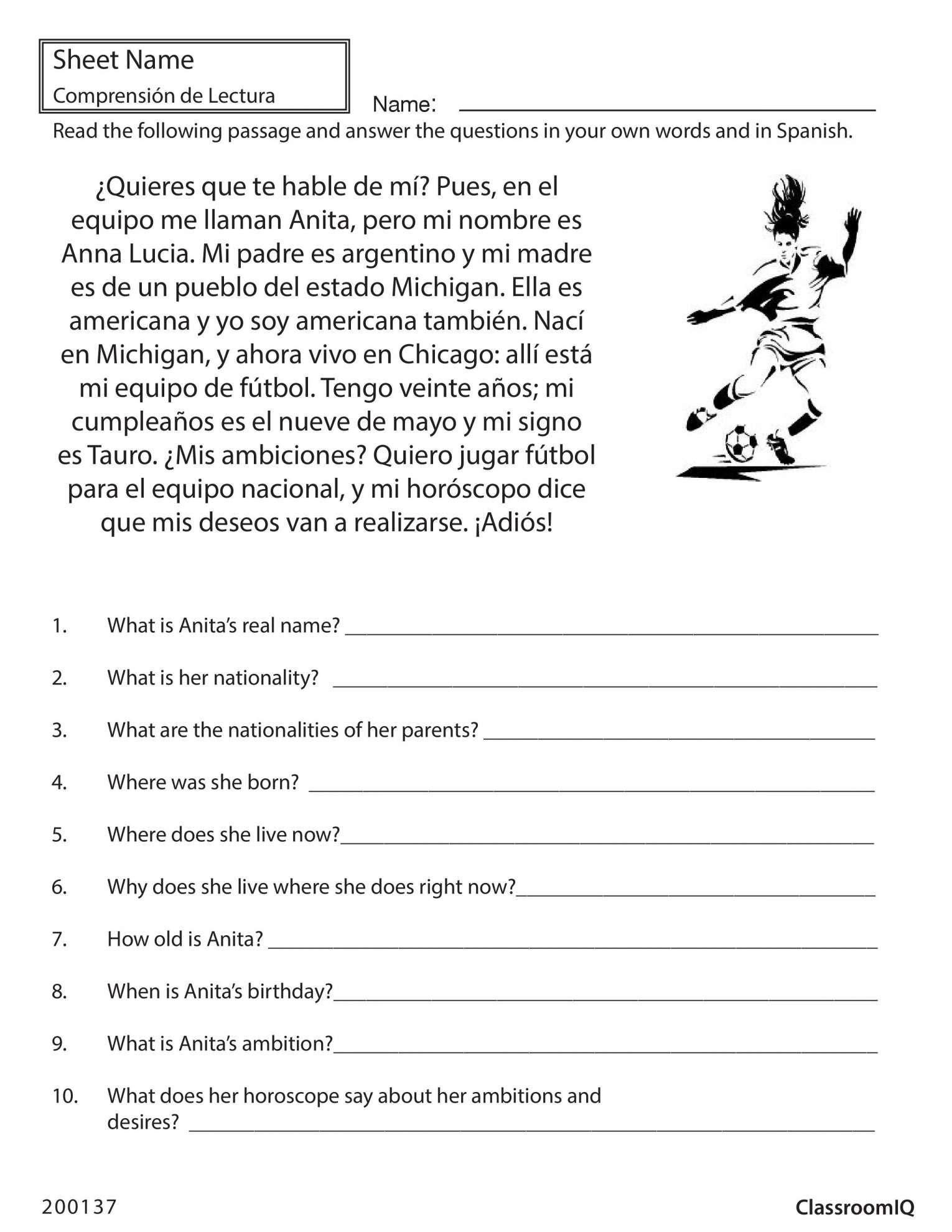 30 Printable Spanish Worksheets Download