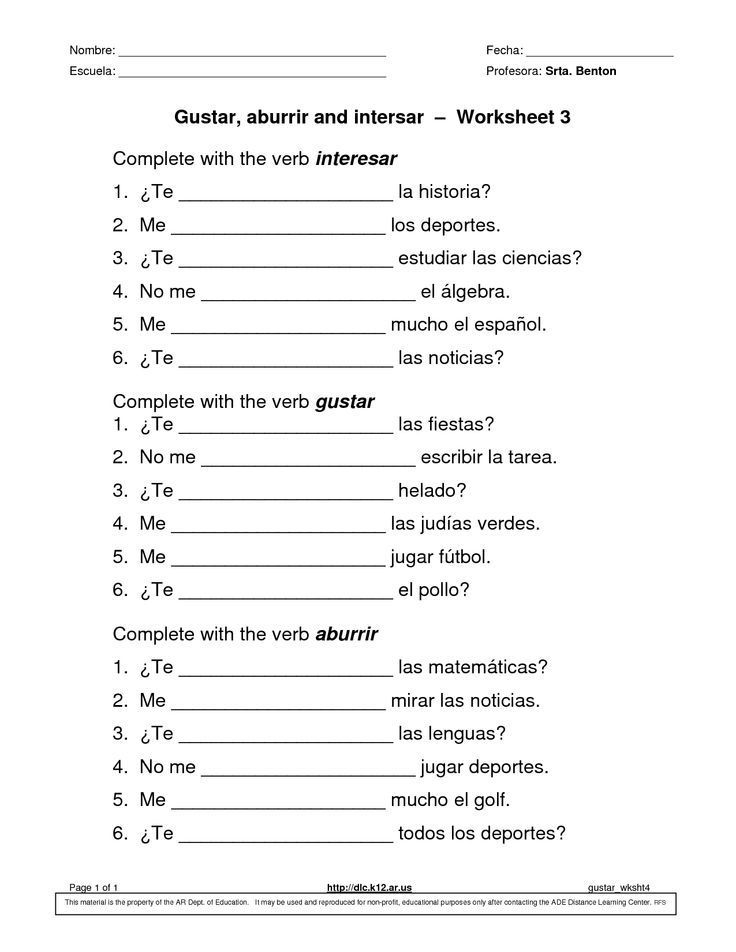 30 Printable Spanish Worksheets Pdf