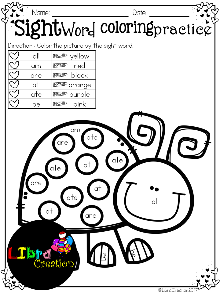 30 Sight Words Colouring Worksheets Download