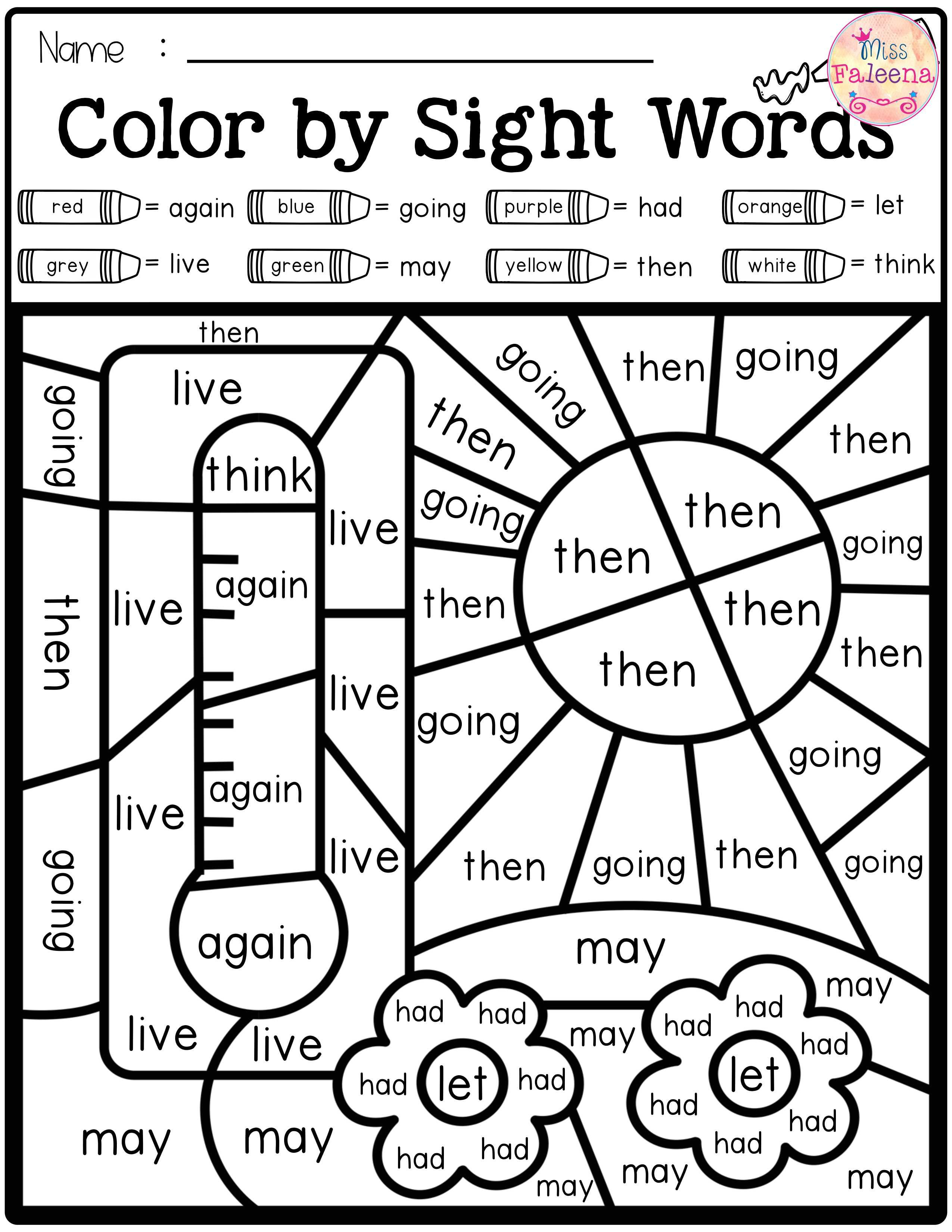 30 Sight Words Colouring Worksheets Download