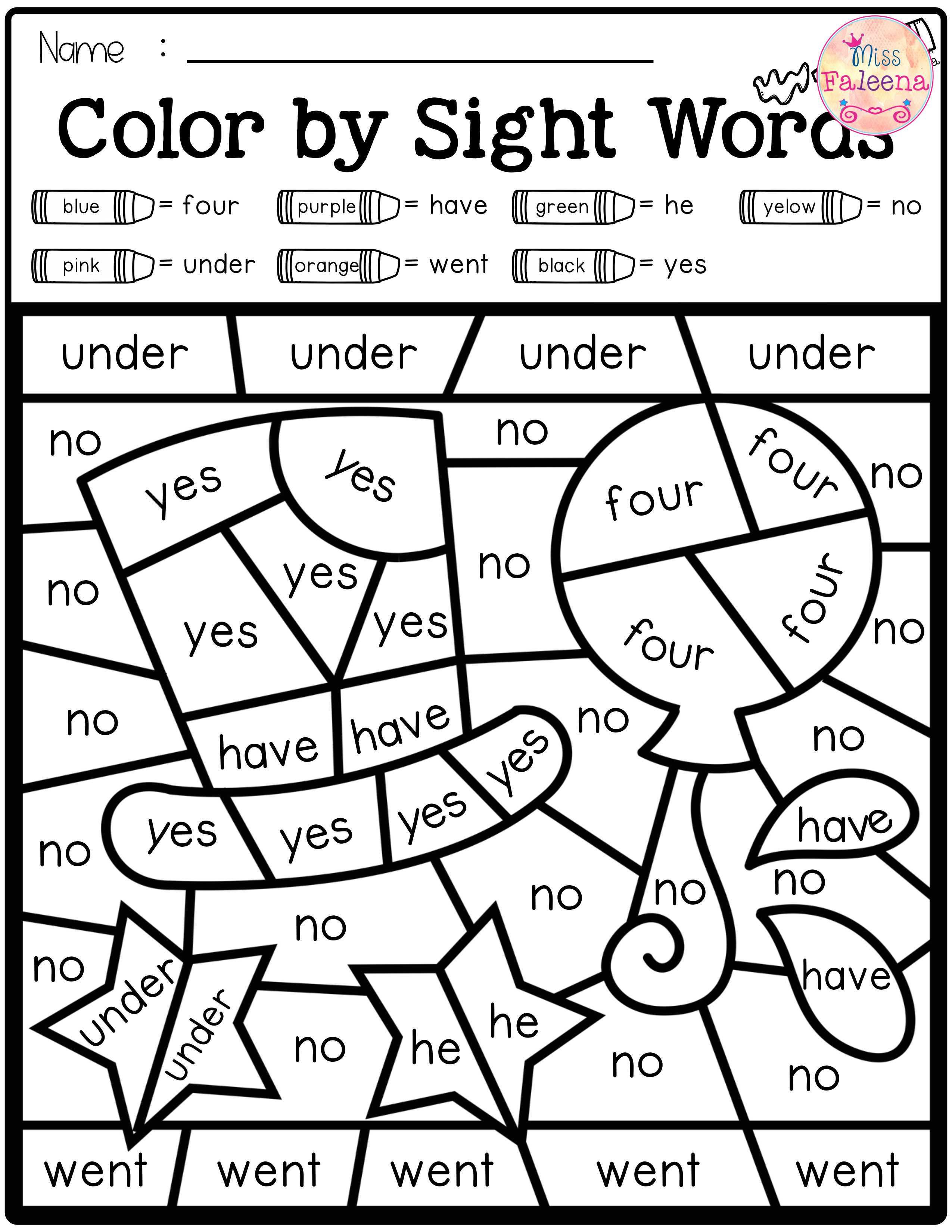 30 Sight Words Colouring Worksheets Free