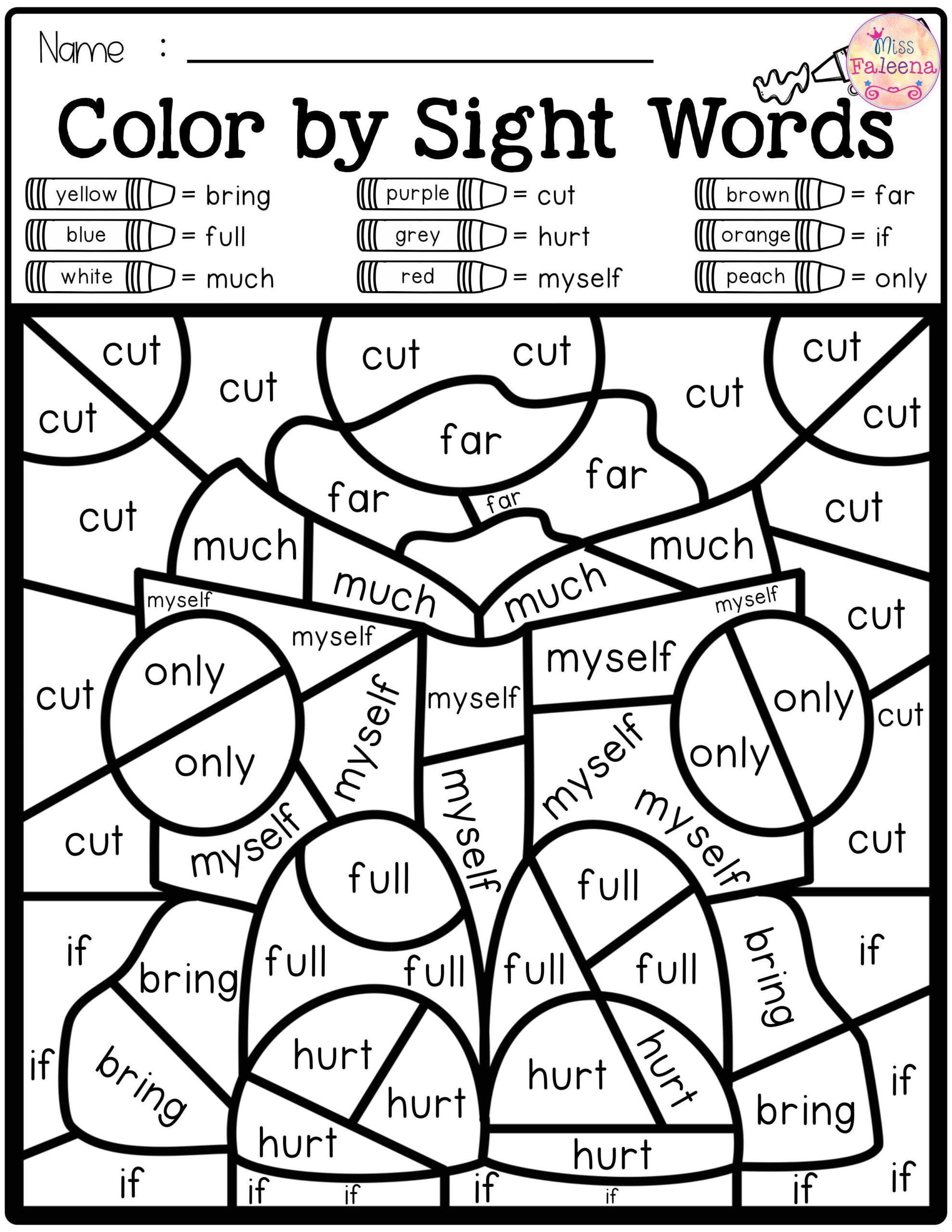 30 Sight Words Colouring Worksheets Pdf