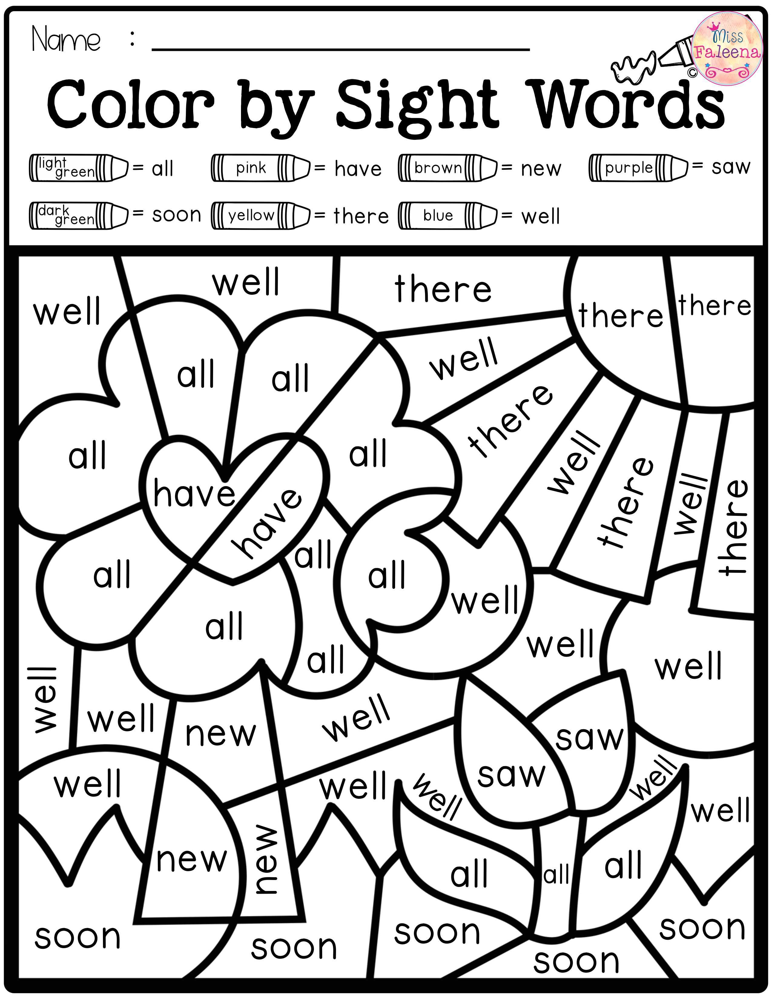 30 Sight Words Colouring Worksheets Pdf