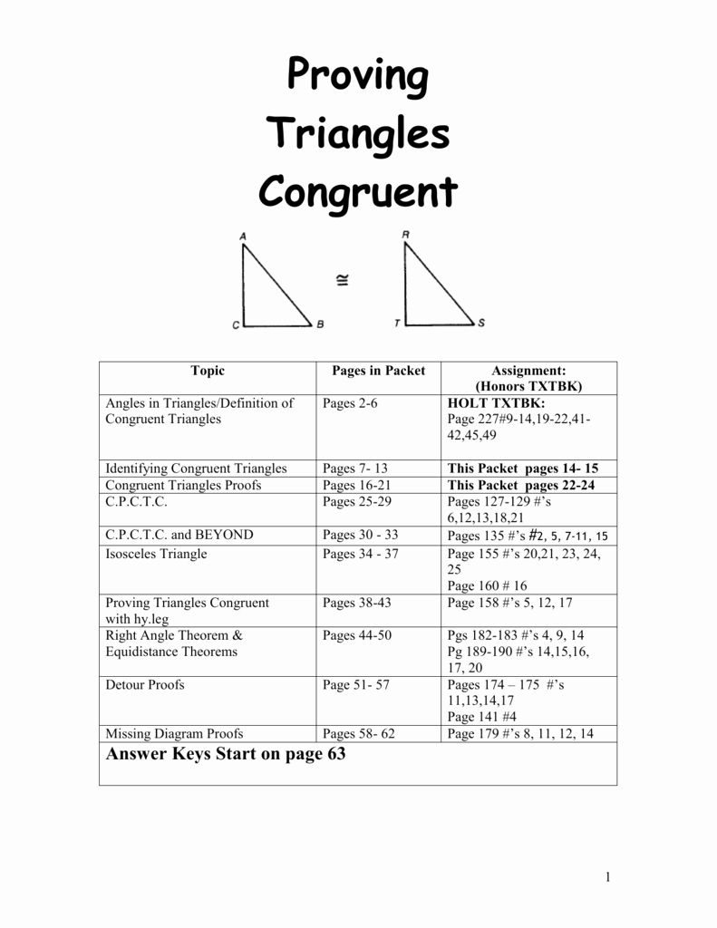 30 Triangle Congruence Worksheet Answers Free