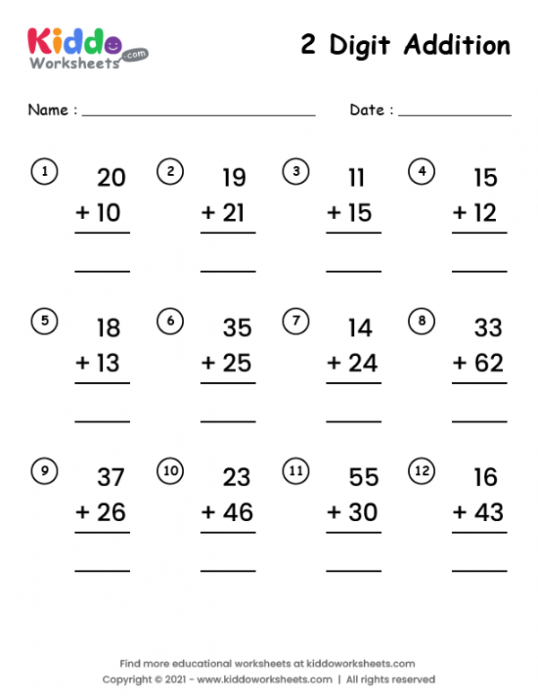 30 Two Digit Addition Worksheets Download