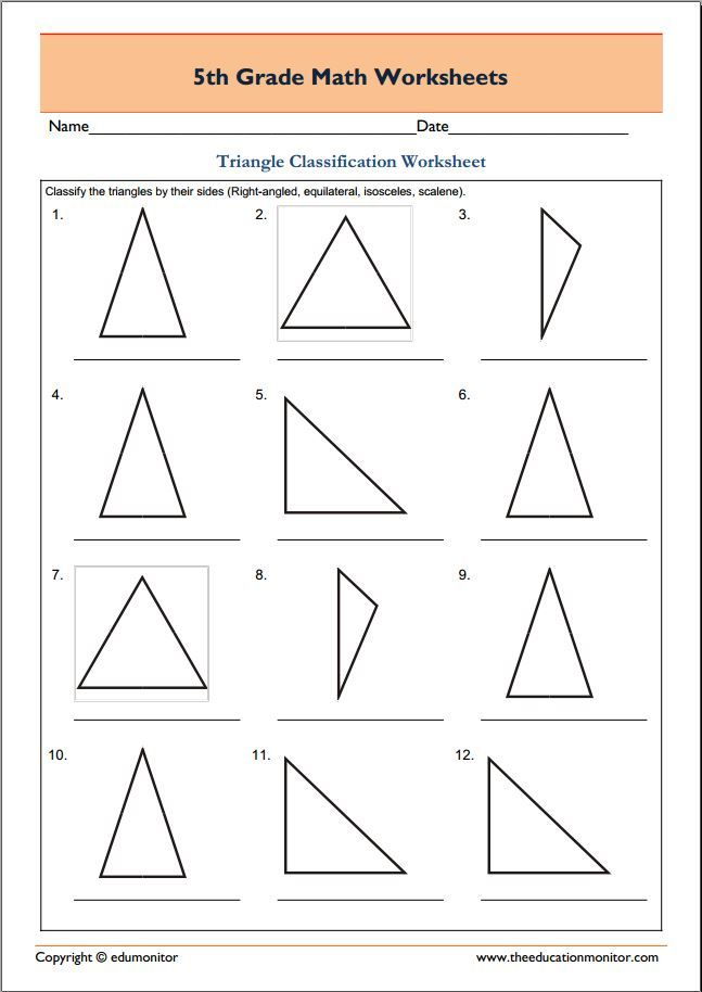 30 Types Of Triangles Worksheet Download