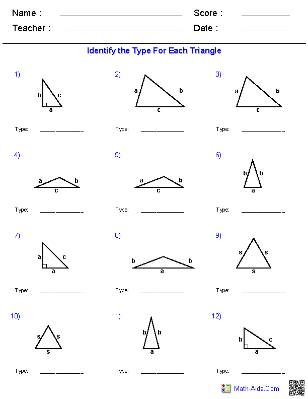 30 Types Of Triangles Worksheet Download