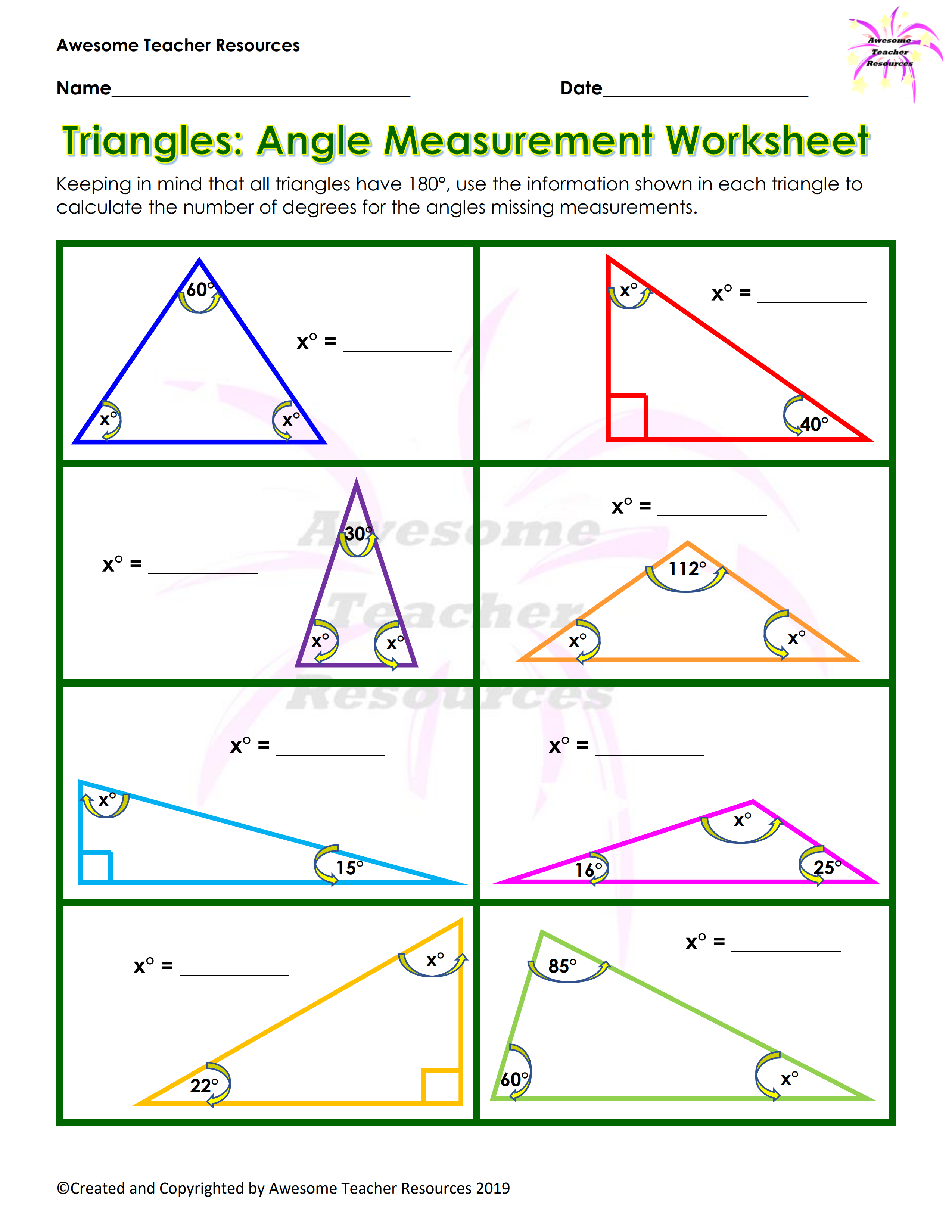 30 Types Of Triangles Worksheet Free