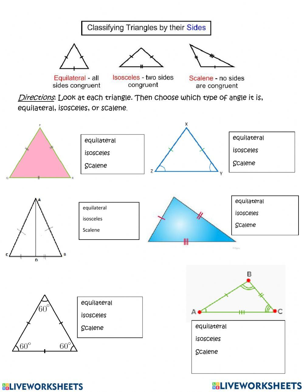 30 Types Of Triangles Worksheet Pdf
