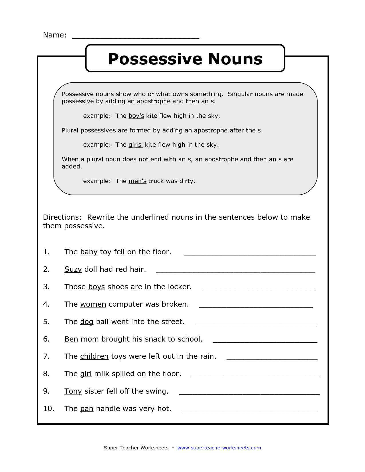 30 Using Possessive Pronouns Worksheet Free