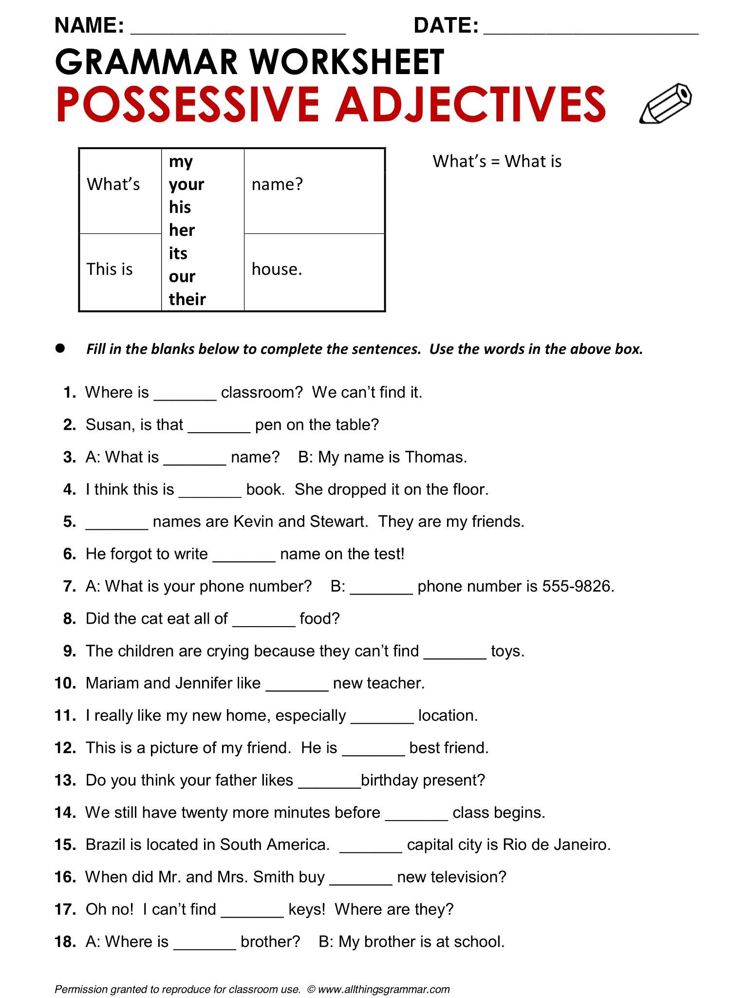 30 Using Possessive Pronouns Worksheet Pdf