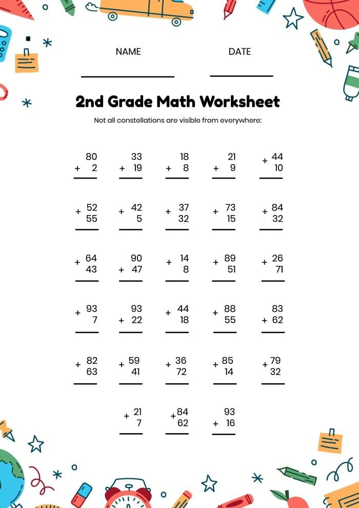 35 2Nd Grade Math Worksheets Pdf