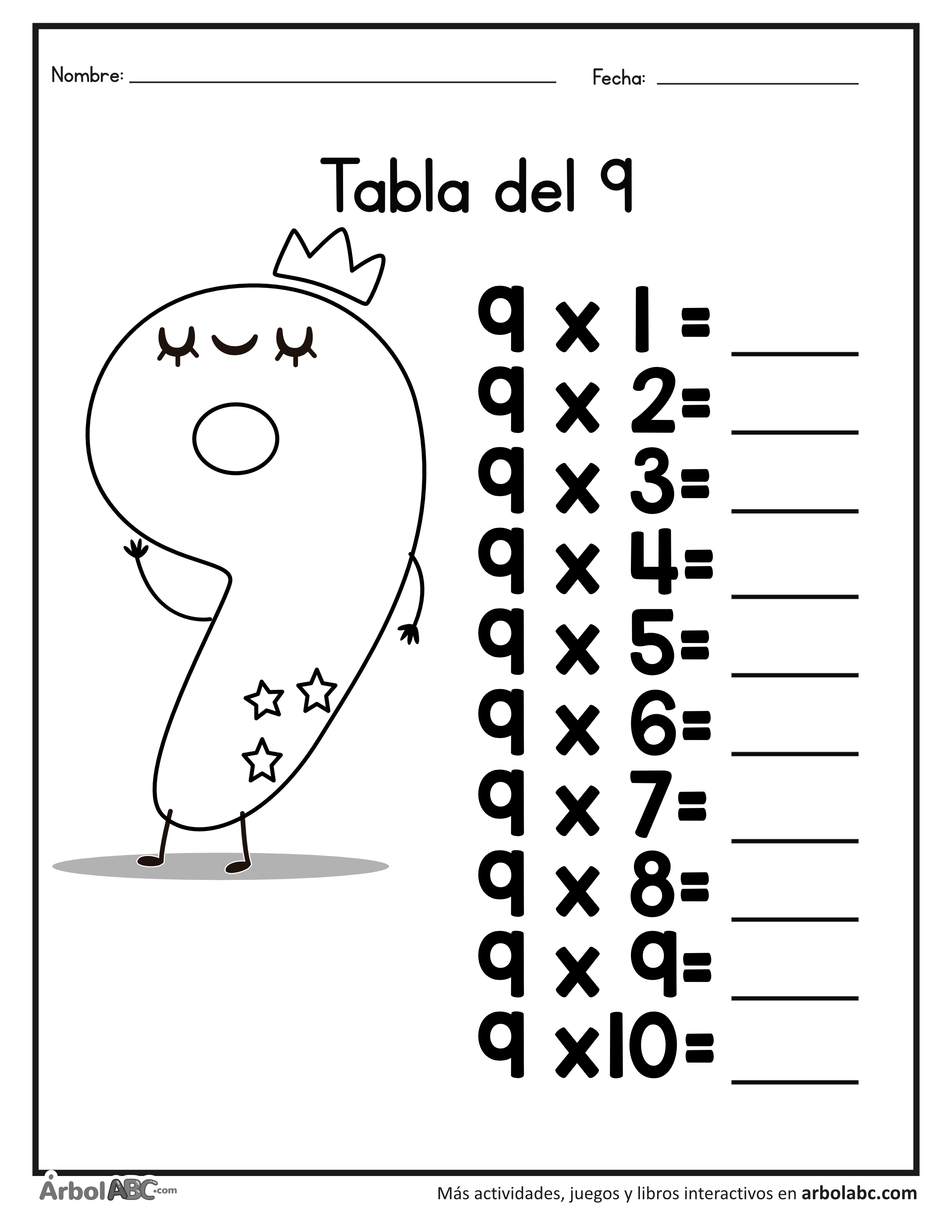 35 9 Multiplication Table Worksheet Free