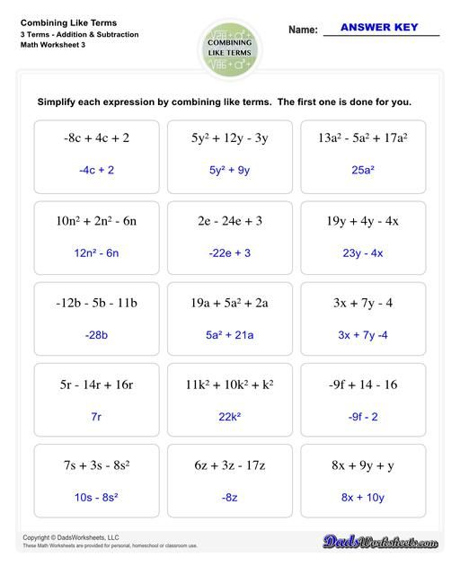 35 Combining Like Terms Worksheet Download