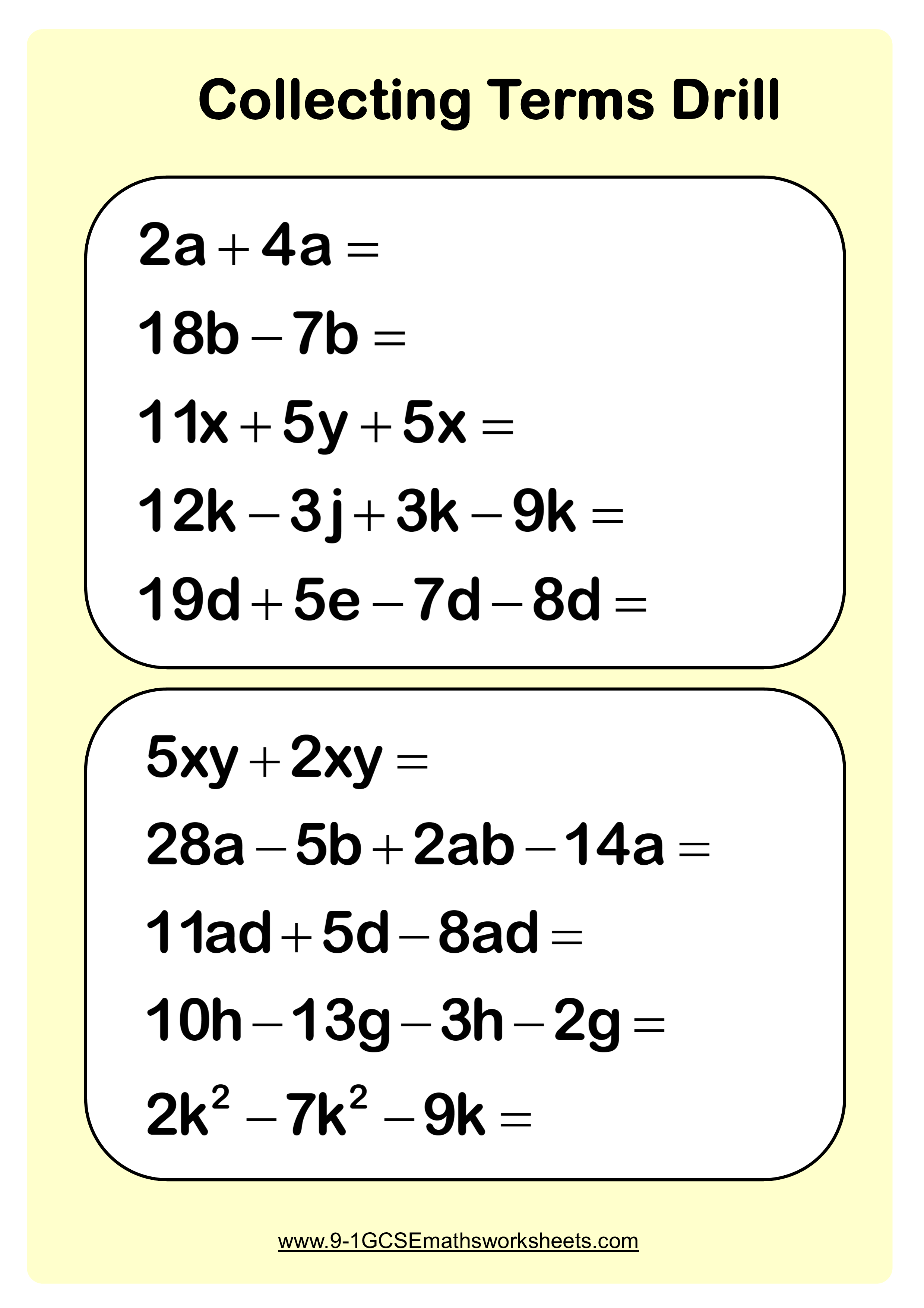 35 Combining Like Terms Worksheet Pdf