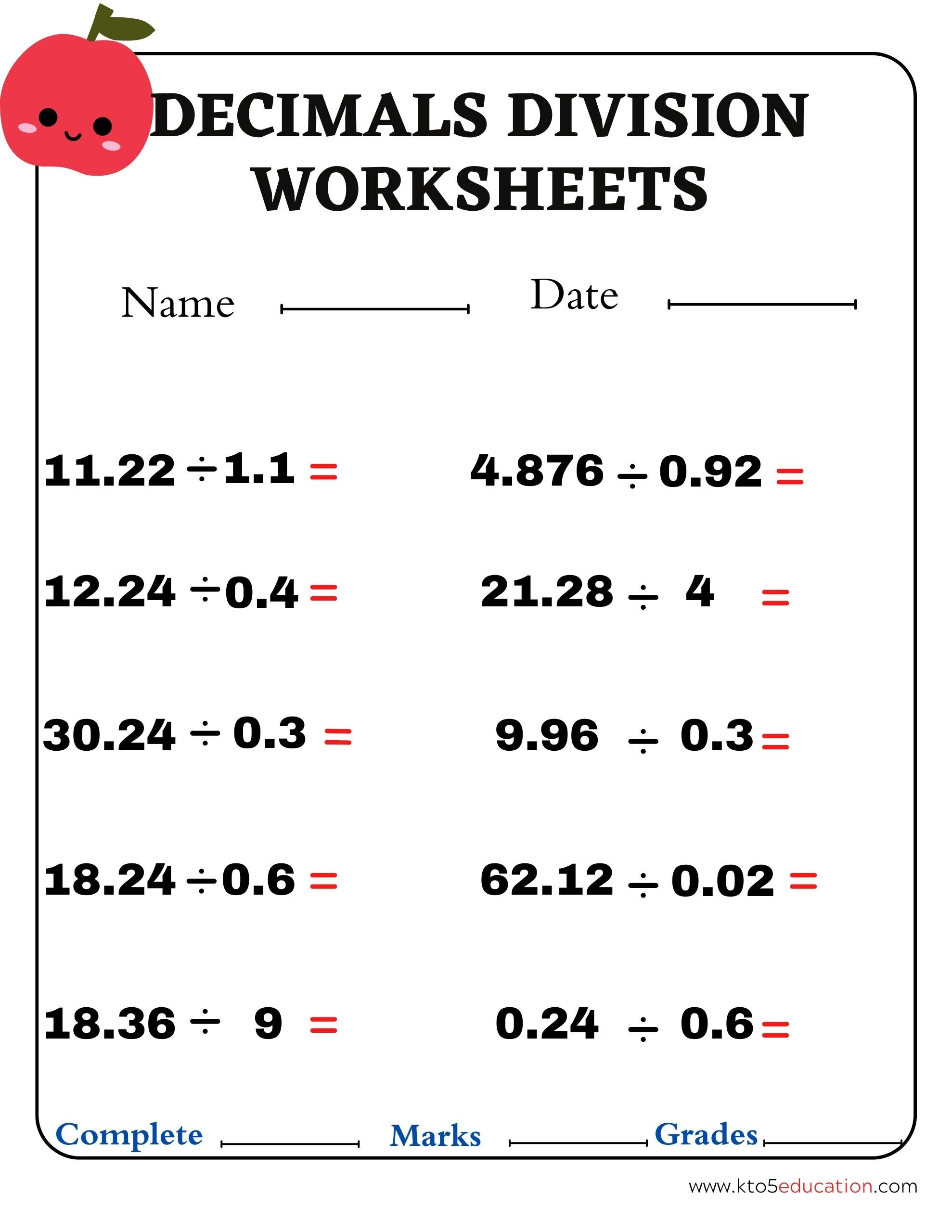 35 Decimal Worksheets 4Th Grade Download