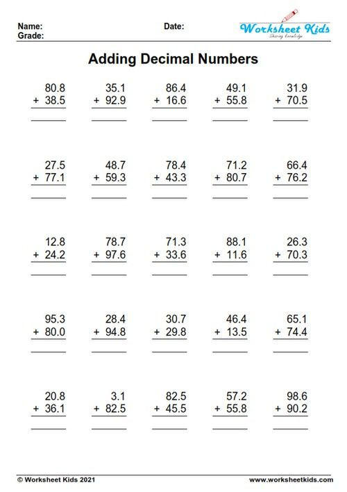 35 Decimal Worksheets 4Th Grade Download