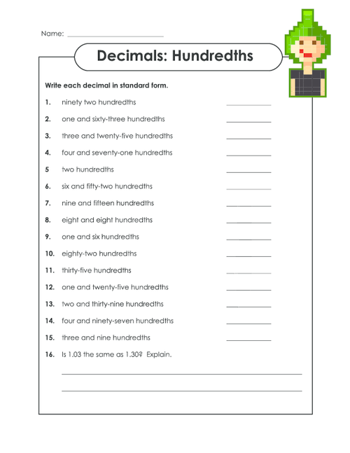 35 Decimal Worksheets 4Th Grade Download