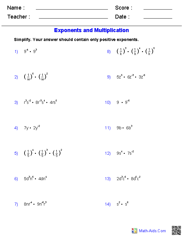 35 Exponents Simplify Worksheet Download