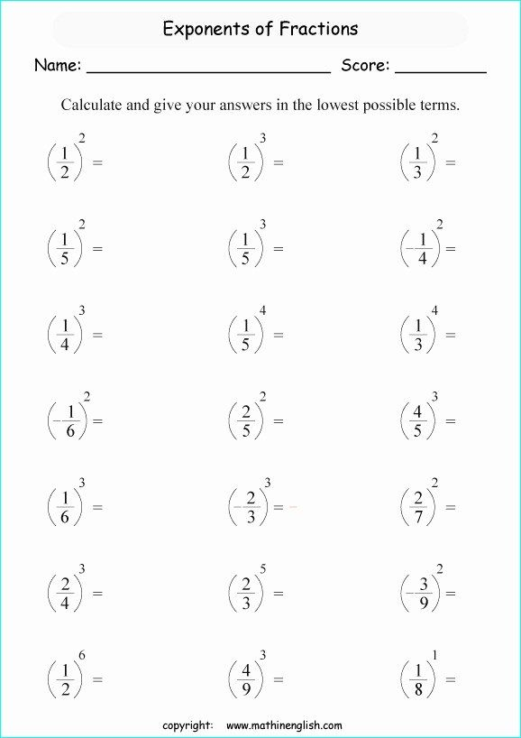 35 Exponents Simplify Worksheet Free