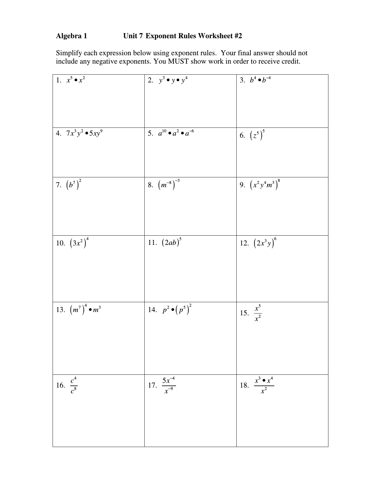 35 Exponents Simplify Worksheet Pdf